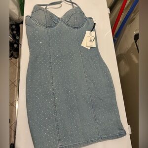 Denim Bling Mini Dress